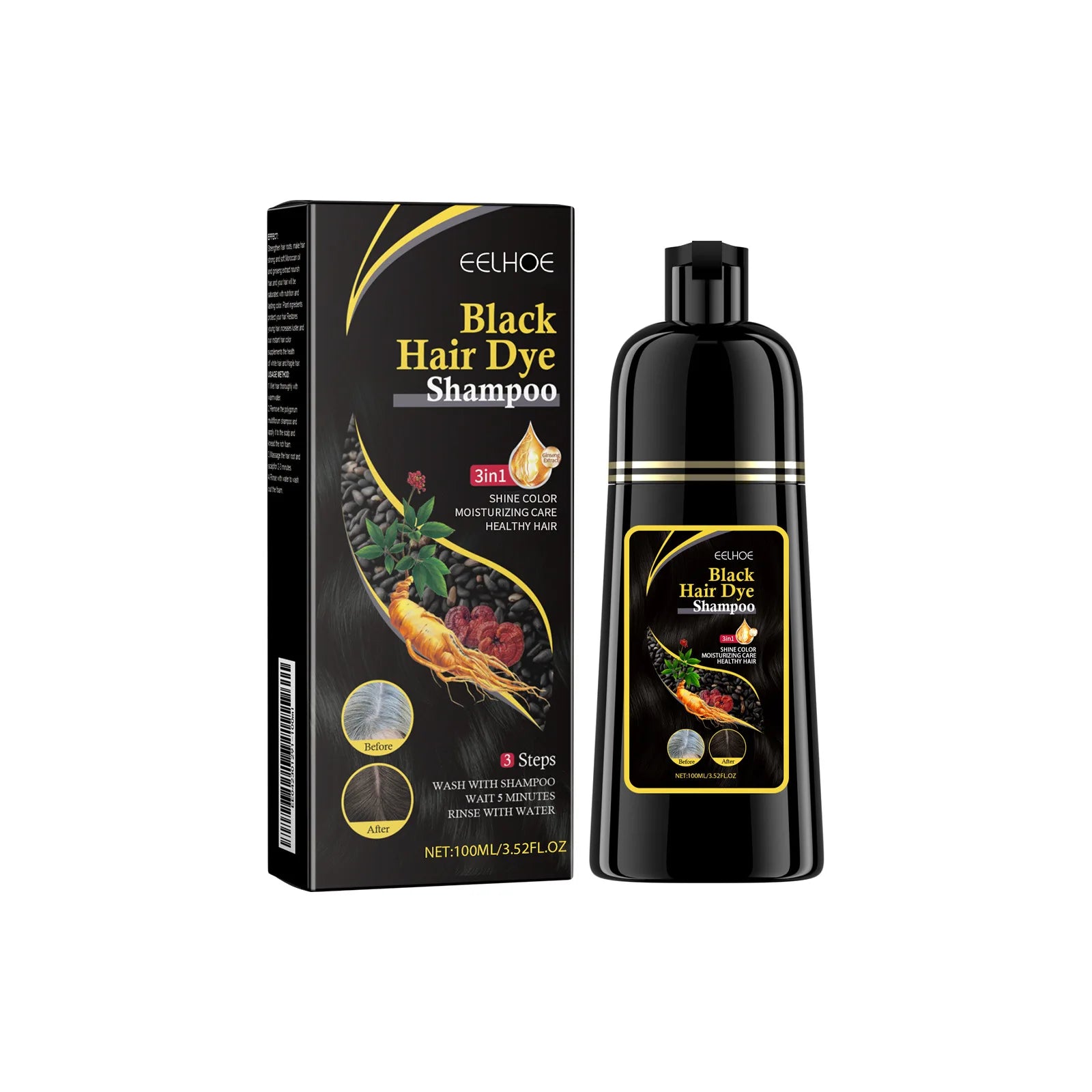 Champú natural 3 en 1 cabello negro