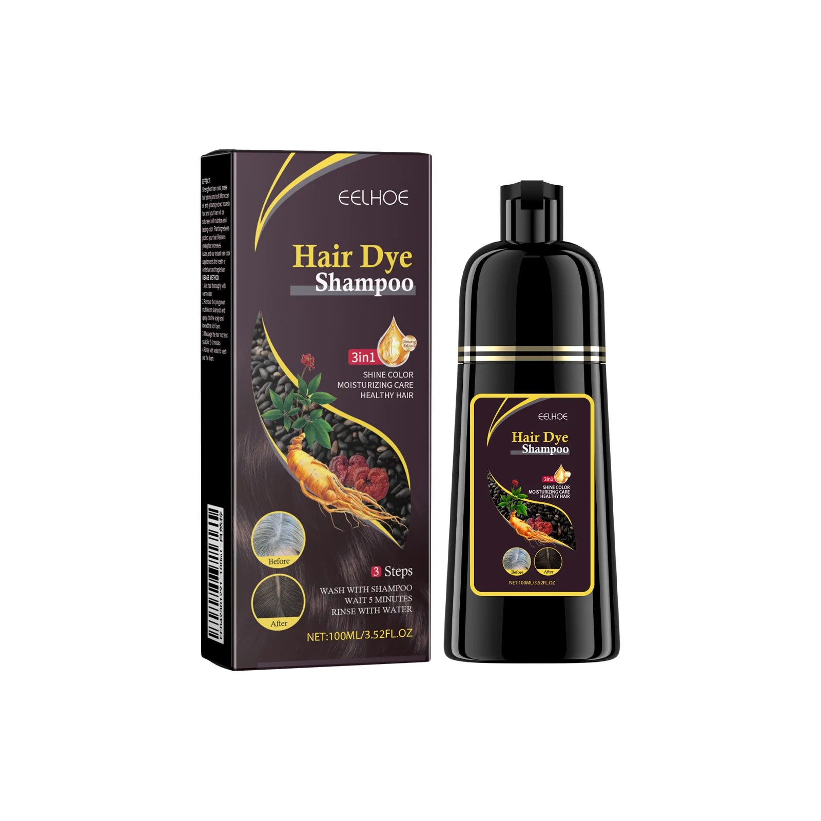 Champú natural 3 en 1 cabello negro