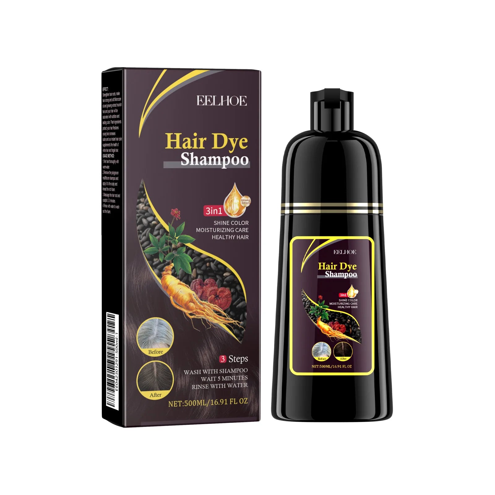Champú natural 3 en 1 cabello negro