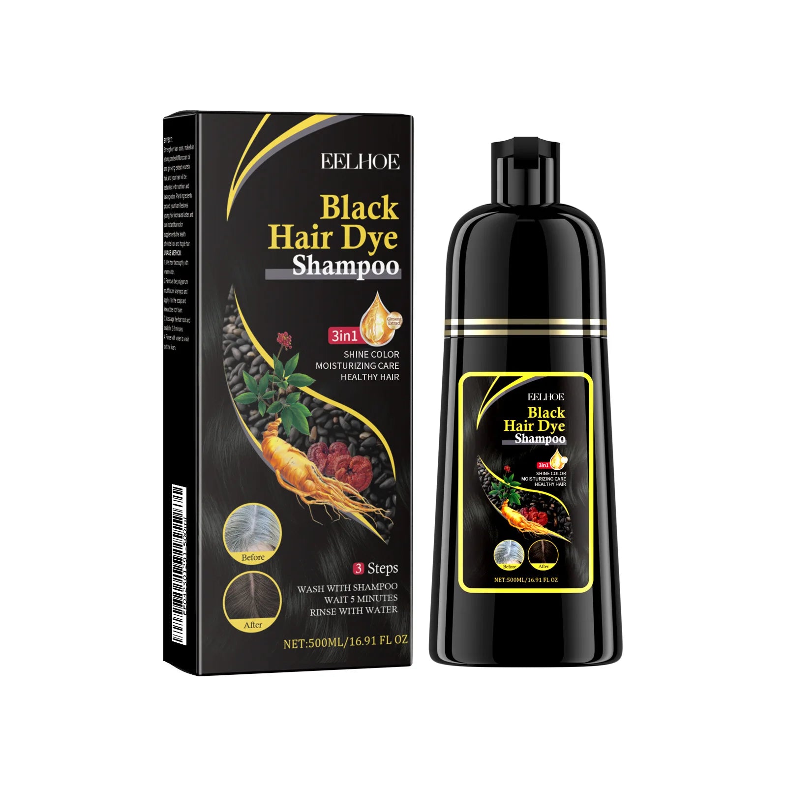 Champú natural 3 en 1 cabello negro